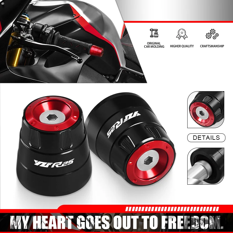

For YZF-R3 YZF-R25 YZF R3 25 7/8" 22mm Motorcycle Universal Handlebar Handle Ends Counterweight Cap handle Plugs Sliders r3 r25