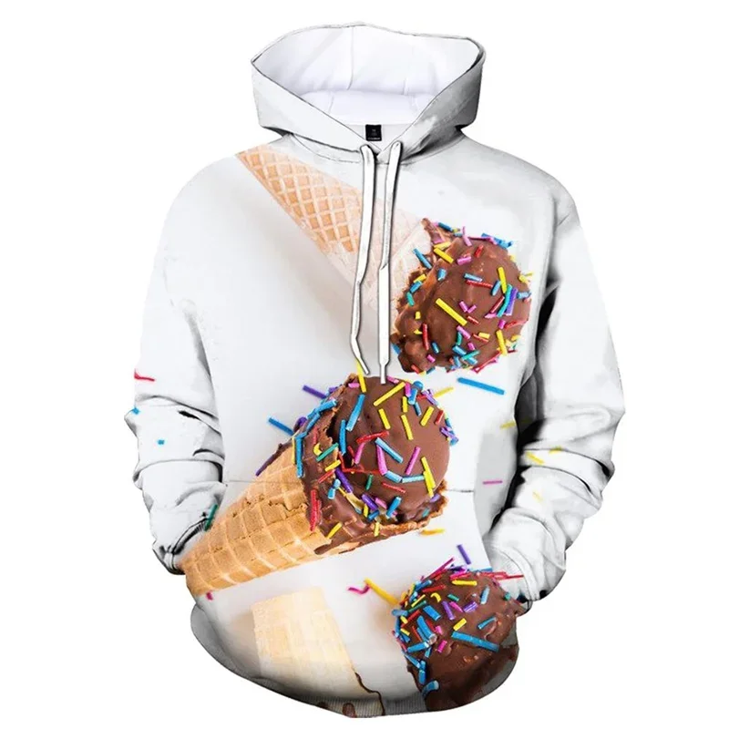 Autumn Colorful Ice Cream 3D Print Hoodies Men Women Fashion Casual Sweatshirts Oversized Hoodie Pullovers Tracksuit Clothing