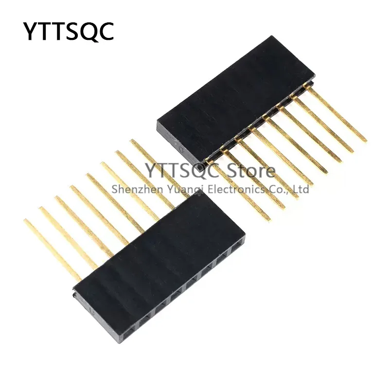 60Pcs/Lot 2.54mm 6Pin 8Pin 10Pin 1X6P/1X8P/1X10P Single row Straight FEMALE Stackable 11mm Long Legs Header For Arduino Shield