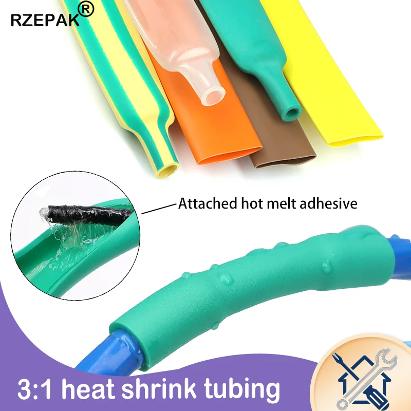 1/5/10M With Glue Dual Wall 3:1 Heat Shrink Tube 1.6-39mm Shrinkable Tubing Adhesive Wrap Wire Sleeve