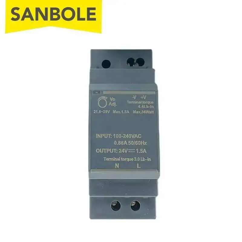 HDR-30-24 / HDR-30-12 Ultra Slim Step Shape DIN Rail Power Supply Short Circuit Protection LED For Power On DC 24V 12V 36W