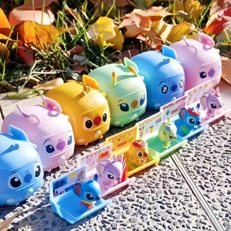 Disney Stitch Touring Motor Home Series Anime Box Pvc Statue Cute Kawaii Anime Figure Model Collection Toy Birthday Gift