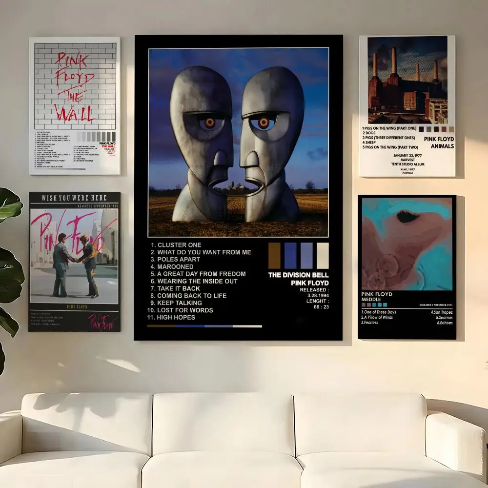 Rock Band P-Pink F-Floyd Painting Calligraphy Wooden Framed Canvas Poster Wall Art HD Waterproof Print Home Decor