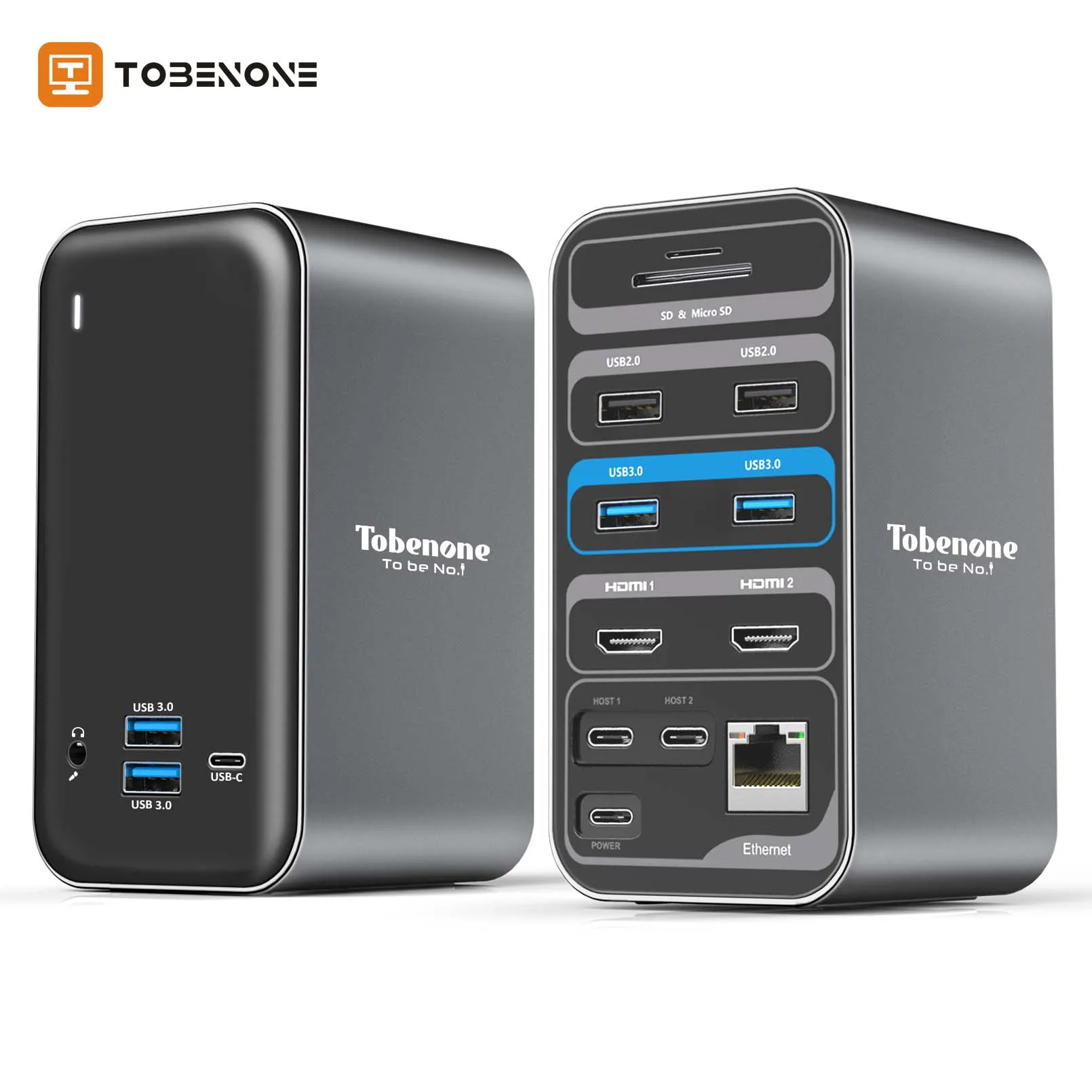 Tobenone usb hub tipo c docking station 4k 60hz hdmi-compatível displayport adaptador rede usb3.0 portátil dock para thunderbolt 3 macbook pro ai