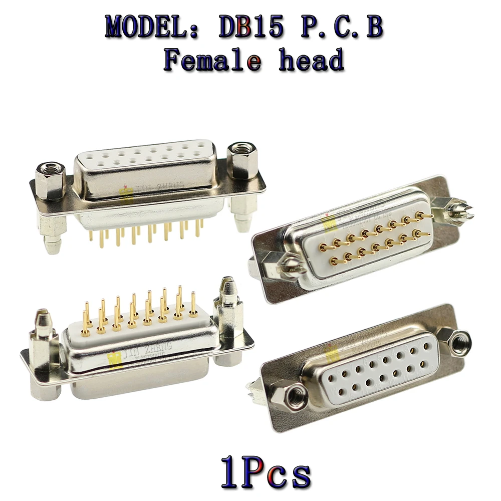 1 peça pcb db15 cabeça macho e fêmea 2 fileiras de 15p porta paralela conector de porta serial arpão tipo banhado a ouro 3u15pinplug solidpin