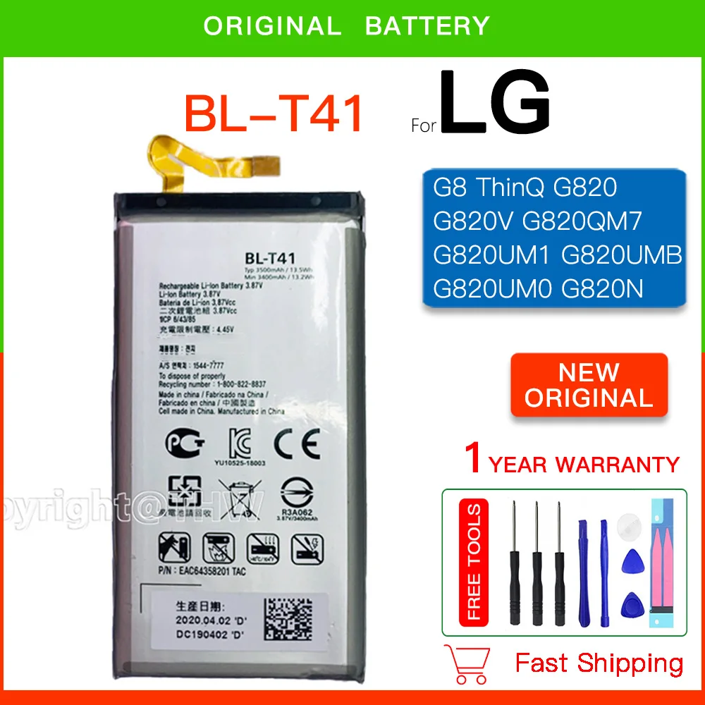 Original Replacement Battery BLT41 BL-T41 Battery For LG G8 ThinQ LMG820QM7 LMG820UM1 LM-G820UMB LMG820UM0 LM-G820N 3500mAh