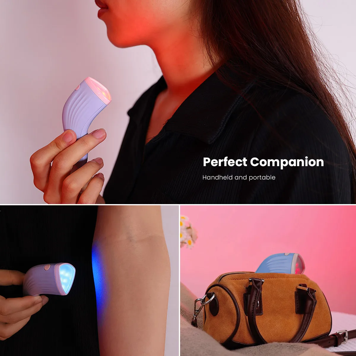 Nuevo RF UV Facial Led rojo y azul tratamiento de manchas de acné uso doméstico varita de belleza RF masajeador terapia de luz Facial