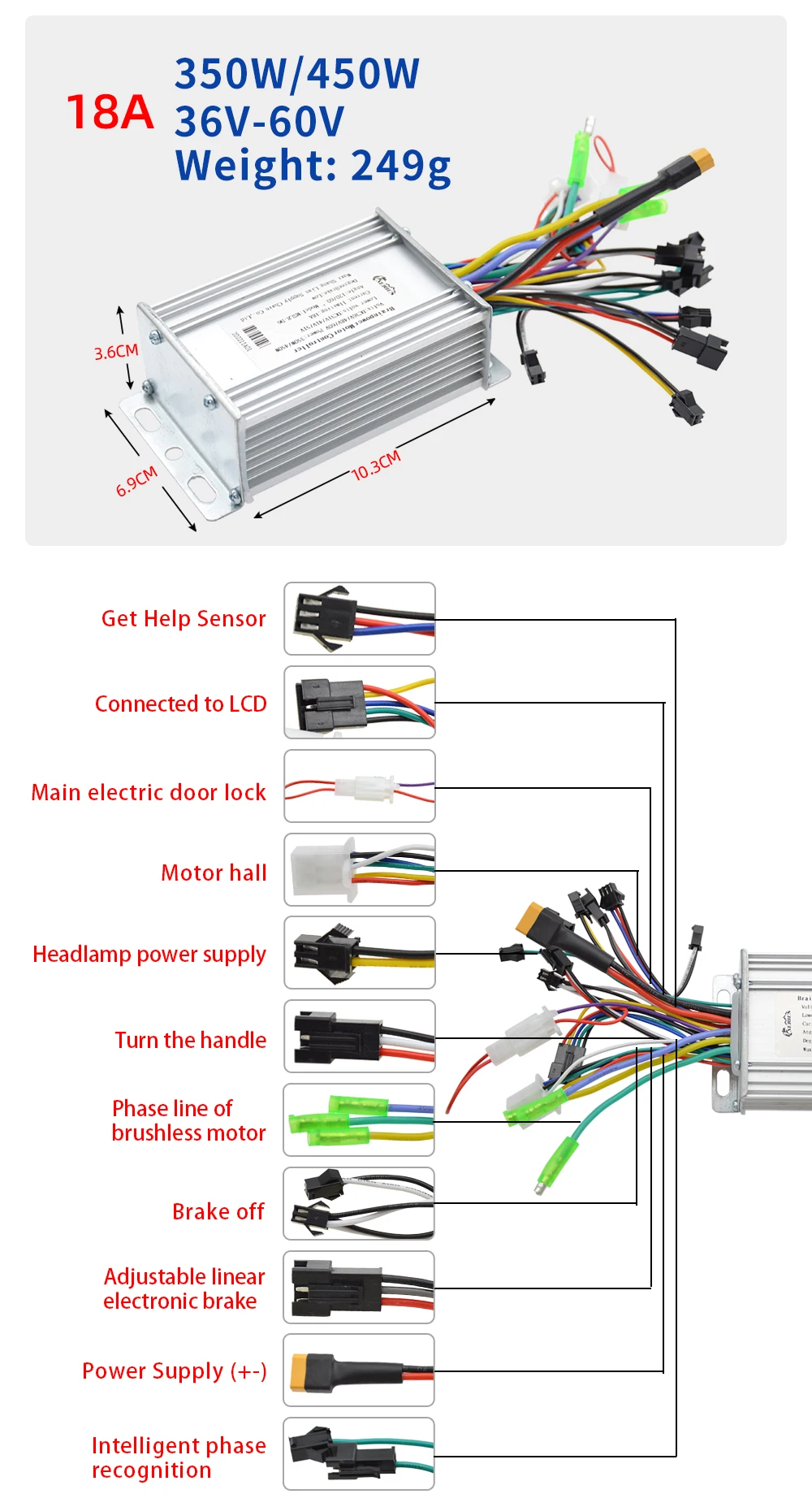Elektrofahrrad 13A/18A/25A/28A/38A Bürstenloser Motorcontroller LCD-Display Intelligente Steuerung Mehrere Spezifikationen – Detail 5