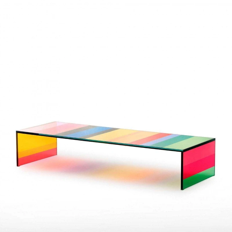 

Журнальный столик из закаленного стекла с радужным эффектом, градиентный цвет, для гостиной, малогабаритной квартиры, в скандинавском стиле, дизайнерский