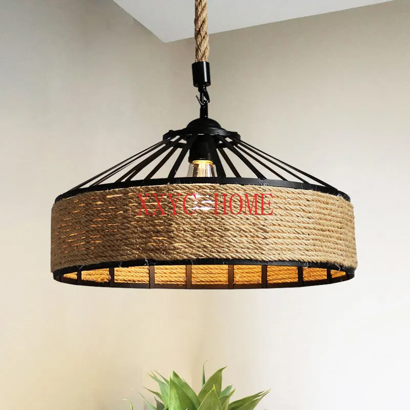 

Iron Rope American Industry Loft Chandelier Creative Headlight Restaurant Bar Cafe Light Dining Room Pendant Lamp Droplight