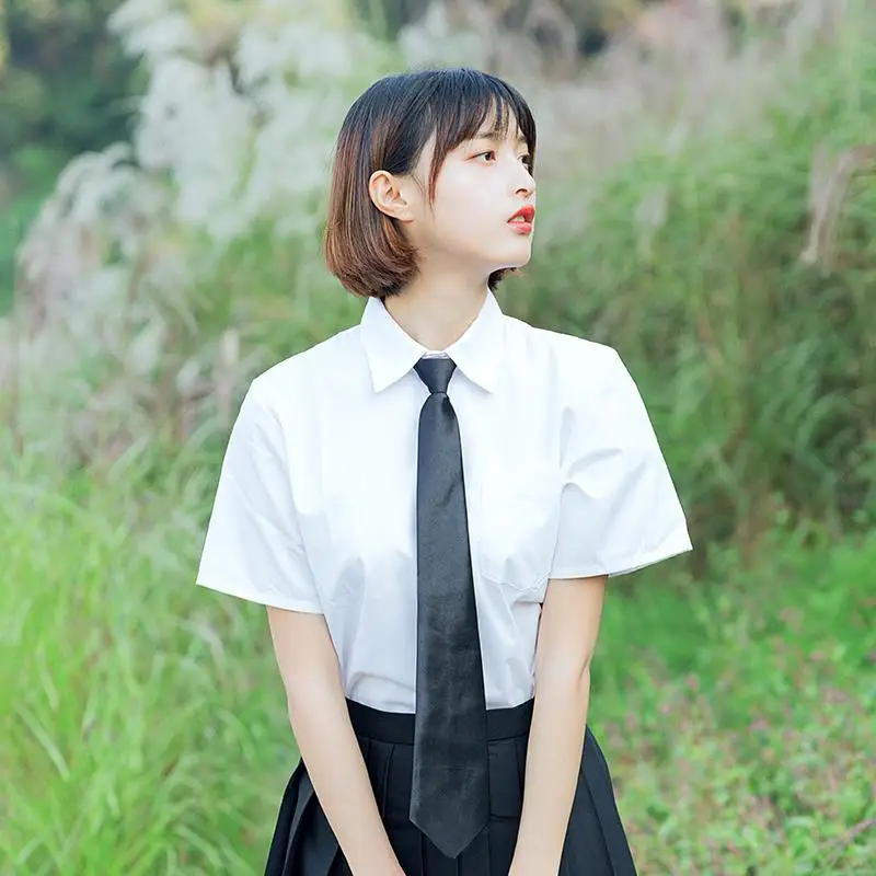 

White ort Sve irt Women's Inner Wear Large Size School Sle JK orm Top Spring Autumn Summer Sweet Sle Faion