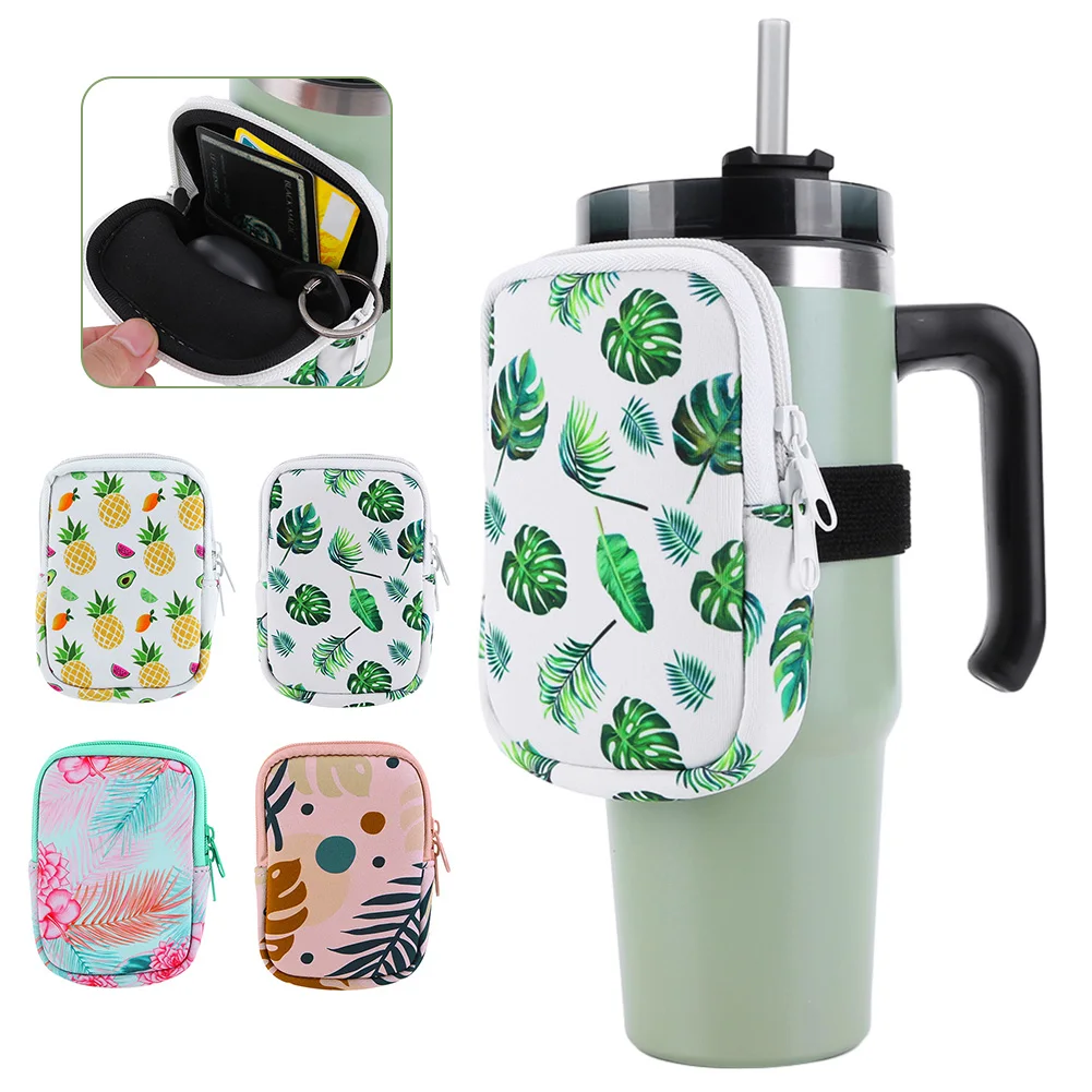 Water Bottle Pouch Printing Handheld Caddy Holder Bag For Stanley Tumblers 20/30/40oz Mugs Portable Storage Bag Gym Accessories