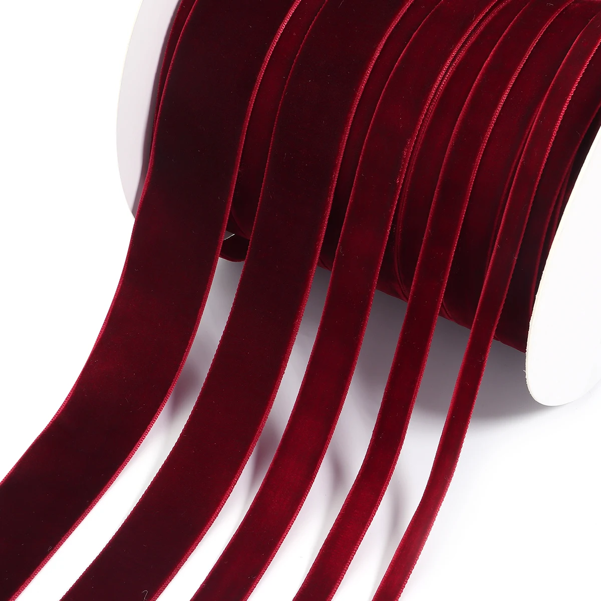 5-10 Yards/Rolle Samtbänder Schwarz Weinrot Farbe Single Face Beflockung Gurtband für DIY Weihnachten Handwerk Verpackung Dekoration – Detail 15