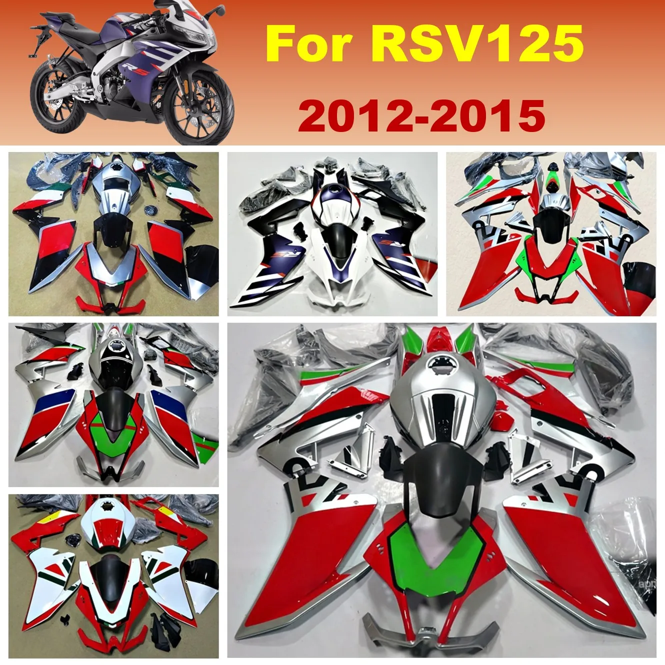 ABS Fairings Injection Molding body fit for Aprilia RS4 RS125  2012 2013 2014 2015  RSV 125 Motorcycle  Bodywork fairing kit