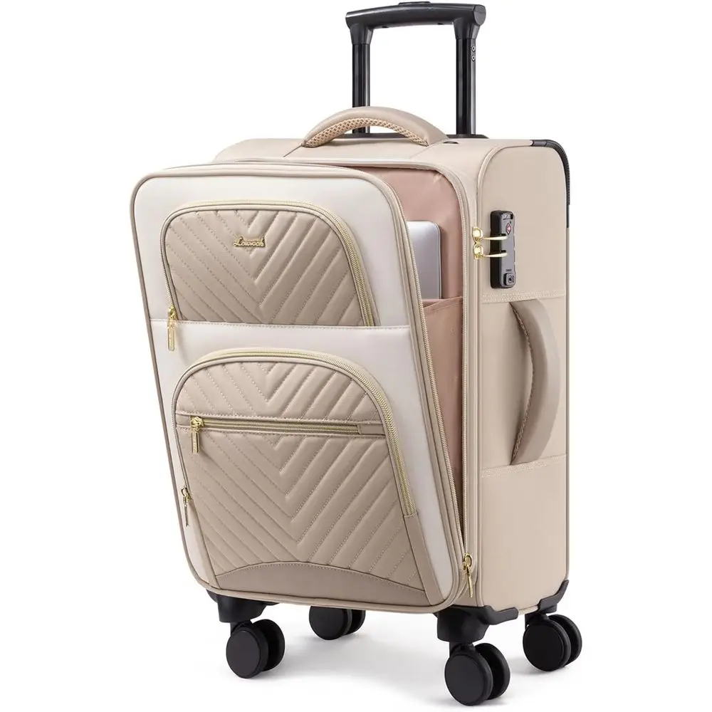 

20 Inch Airline Approved Carry-On Suitcase with Spinner Wheels, TSA Lock, Water-Resistant, Includes 3 Packing Cubes