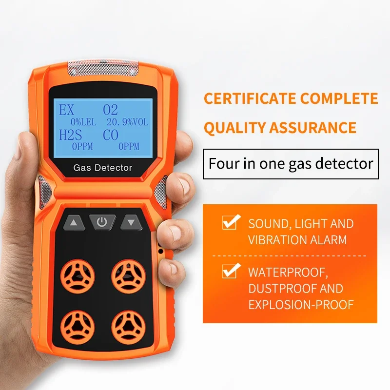 Multi Gas Detector Gas Meter O2 H2S CO LEL 4 in 1 Oxygen Hydrogen Sulfide Carbon Monoxide Combustible Gas Leak Detector