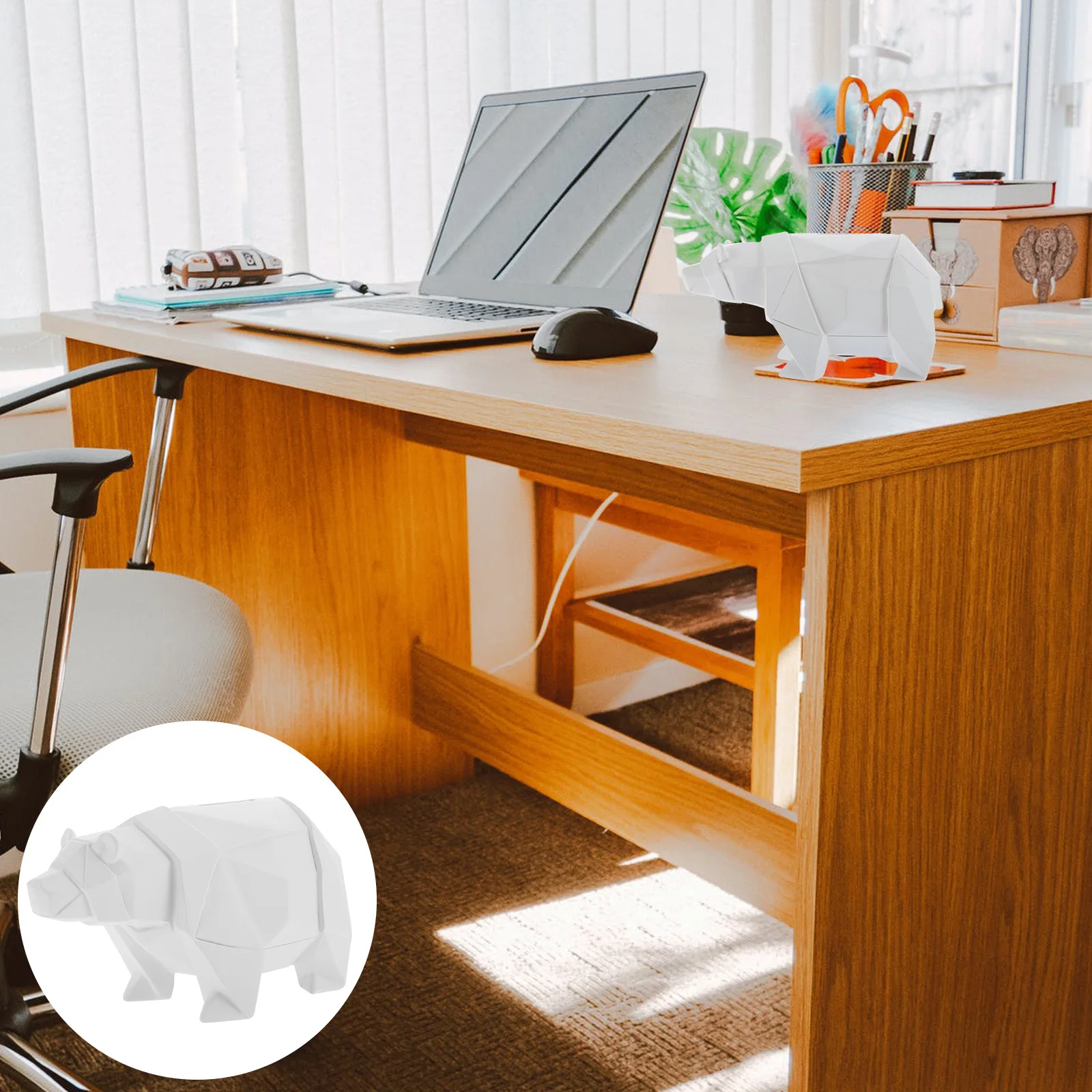 

Polar Bear White Saving Pot Resin Crafts Money Box Desktop Decoration Cute Piggy Bank Kids Gift Home Ornament Saving Pot