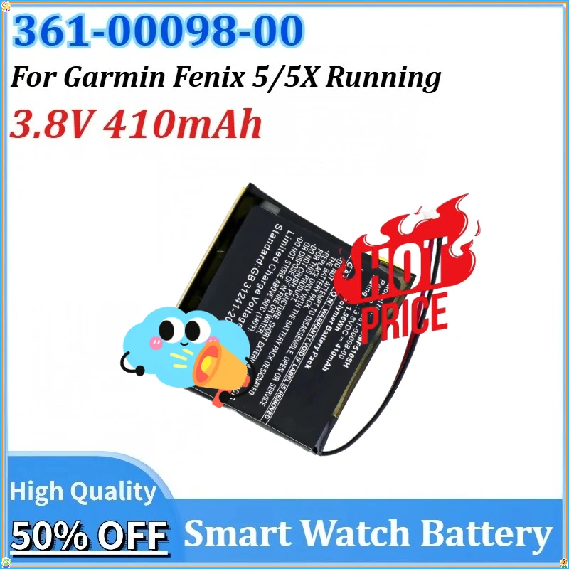 

For Garmin Fenix 5 / Fenix 5X Running Rechargeable Battery New 361-00098-00 3.8V 410mAh Replacement Smart Watch Battery