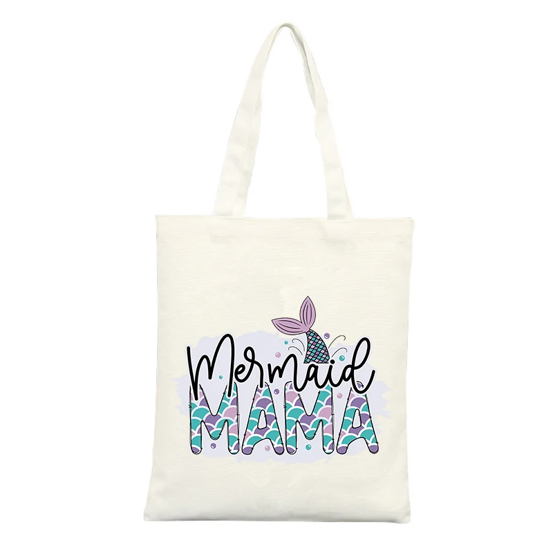 Mermaid Graphic Canvas Tote Bag, Casual Style for Summer Outings and Daily Use