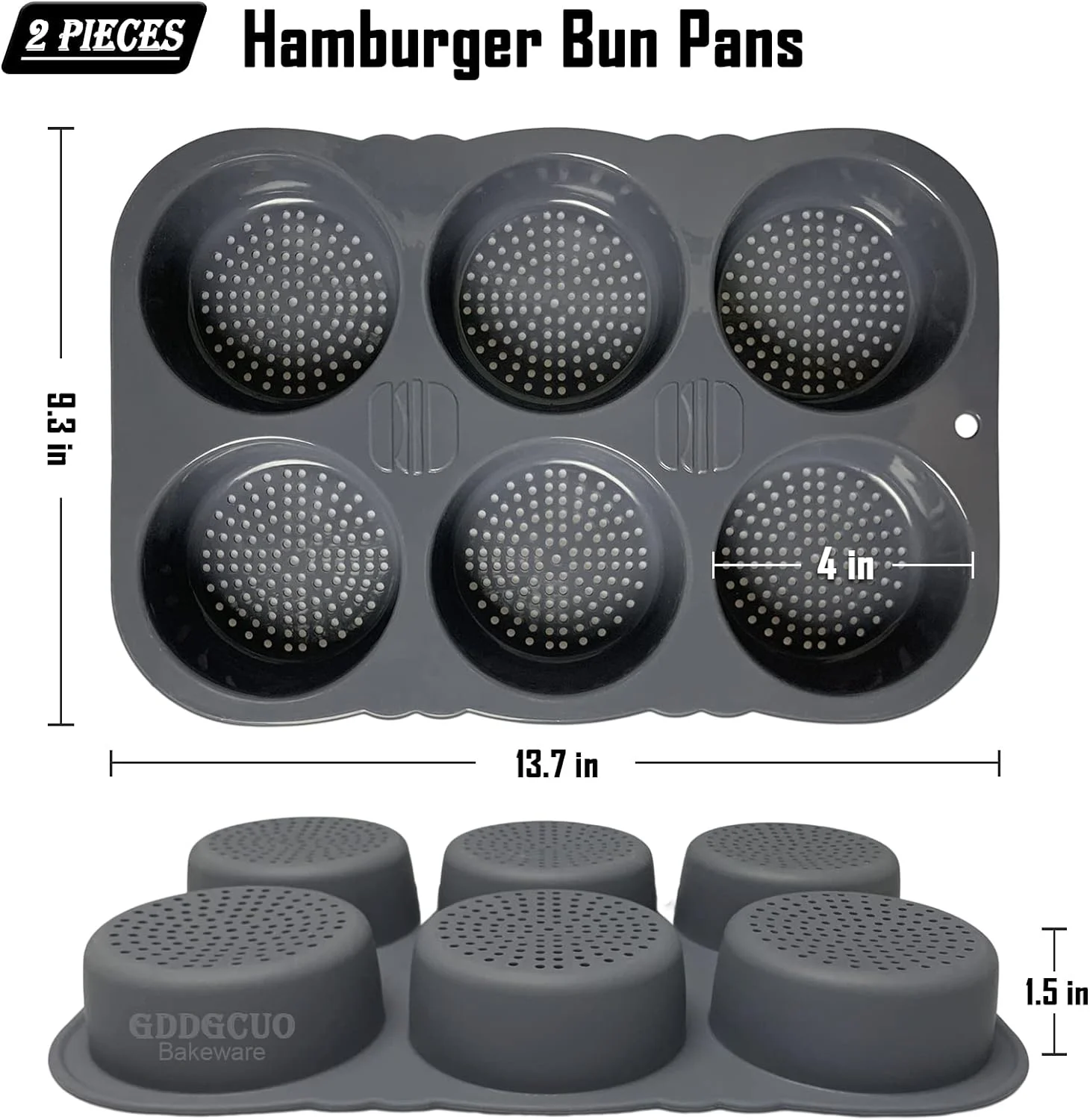 Hamburger Bun Pan 4 Inch Silicone Hamburger Bun Mold Baking Pan for Homemade Hamburger Buns Dishwasher Safe BPA-Free 1pcs