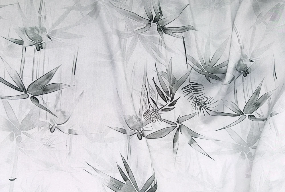 1 Meter x 1,4 Meter Bambusblattmaterial Stoff bedruckte Rayon-Viskose – Detail 4