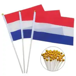 10 Pack Hand Held Netherlands Flags Holland 14x21cm Polyester Dutch Flag With Flagpole For Decoration Celebration Parade Sport