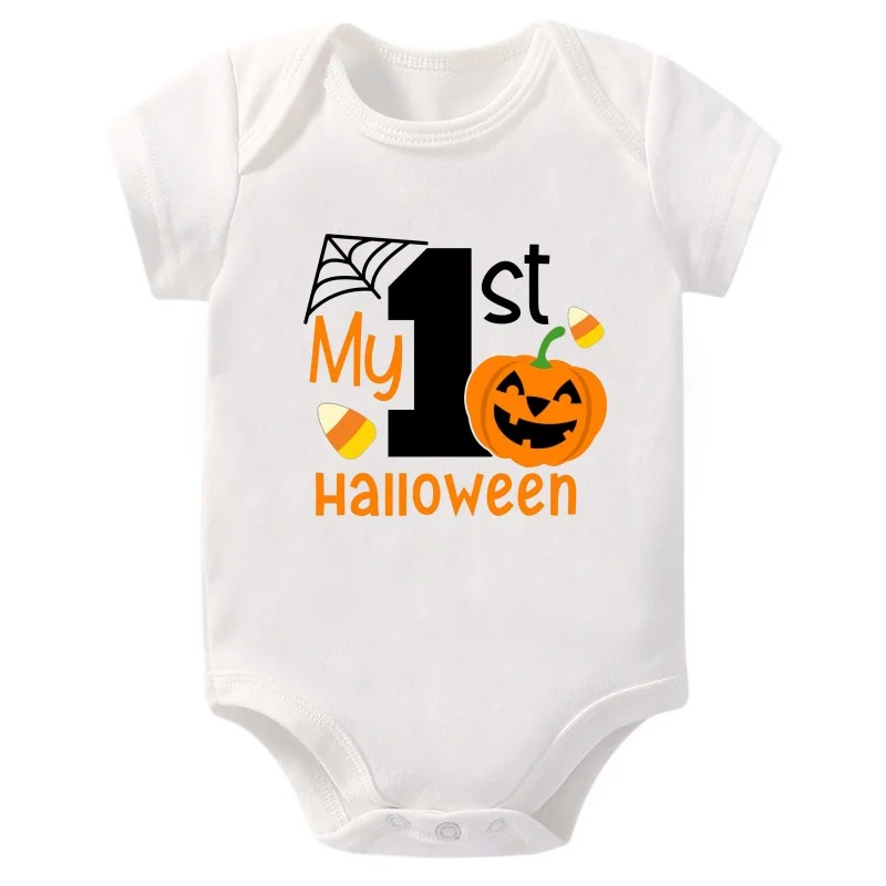My First Halloween Print Short Sleeve Baby Romper Infant Newborn Bodysuits Cotton Boys Girls Jumpsuit Outfits Onesies Clothes