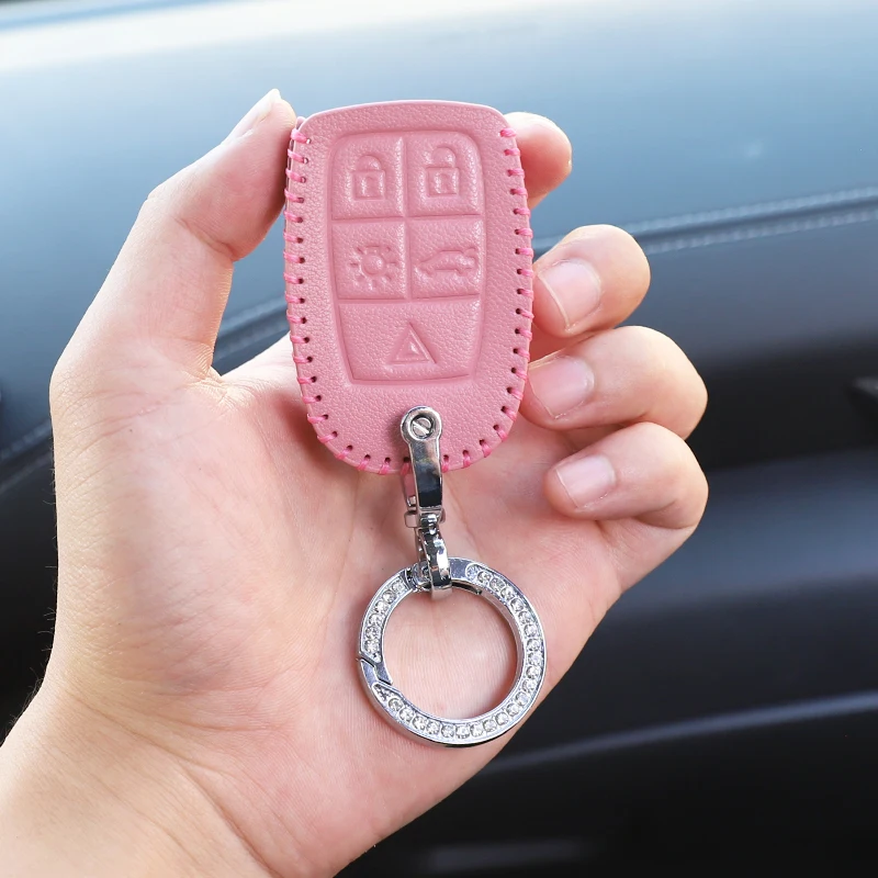 For Volvo S40 C30 C70 V50 Car Key Case Key Fob Cover Keychain Car Accessories For Girls Pink