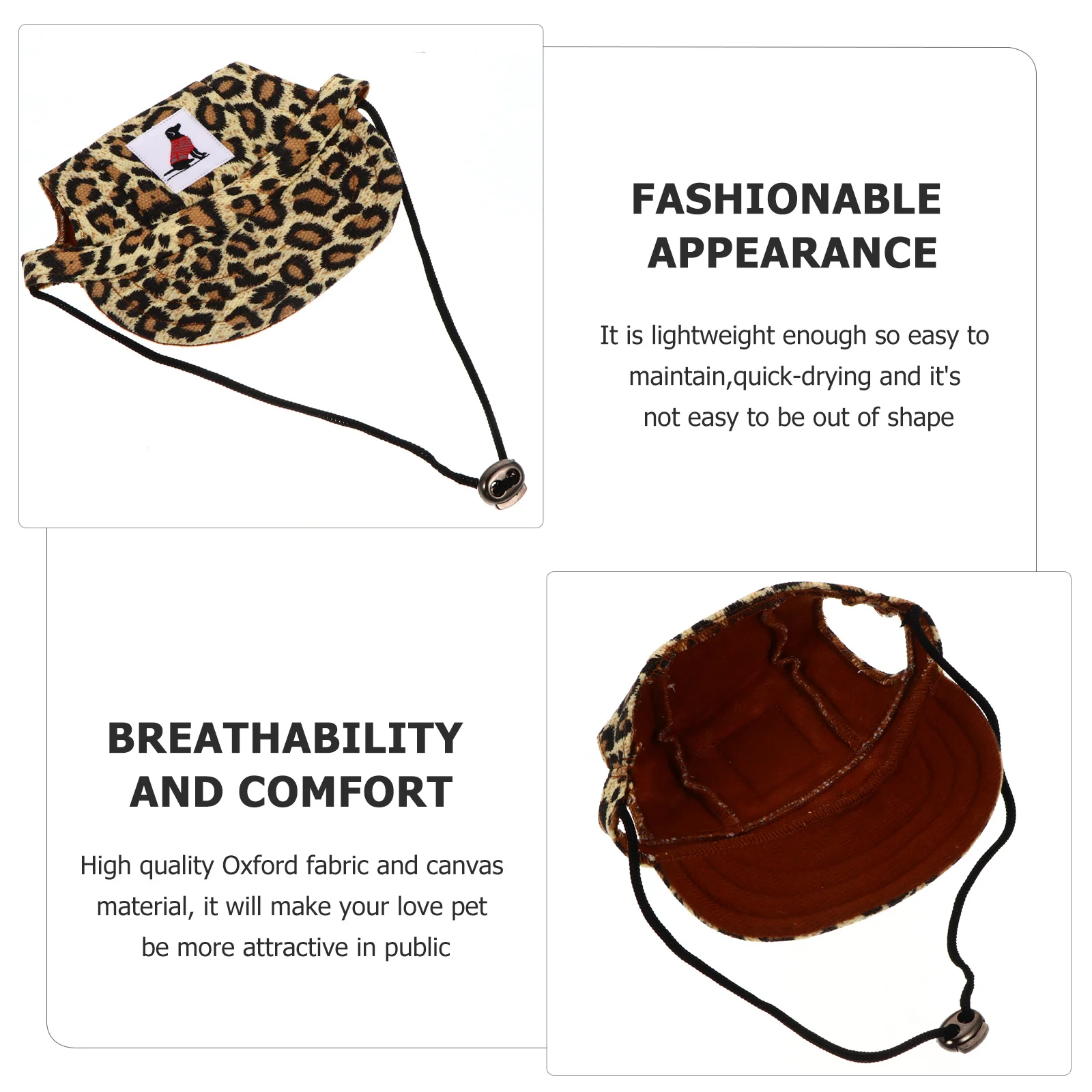 

Pet Dog Baseball Cap Leopard Pattern Casual Outdoor Sun Protection Sports Hat Breathable Adjustable Visor for Dogs