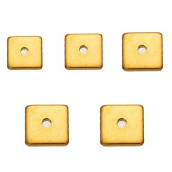 50pcs 4/5/6/8mm Gold Stainless Steel Square Flat Spacer Beads Loose Beads for DIY Bracelets Jewelry Making Supplies Accessories