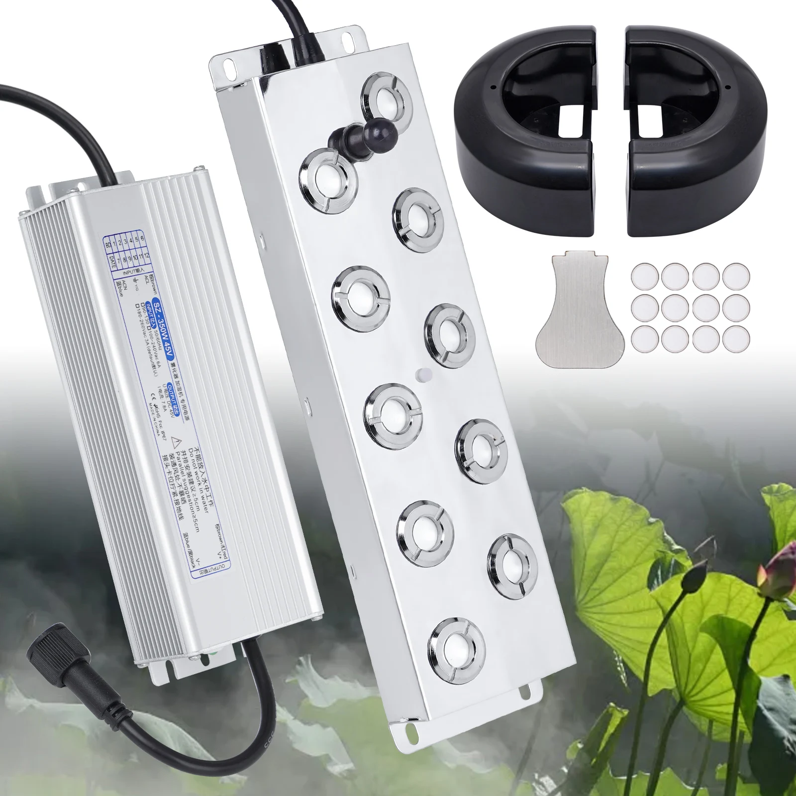 

Ультразвуковой распылитель постоянного тока, 45 В, 10 головок, увлажнитель воздуха, туманообразователь, промышленный увлажнитель с источником питания 110 В/220 В