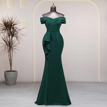 Vestido de noche de lujo con aberturas laterales, elegante, color verde caramelo, fiesta de boda, ocasiones formales, evento especial