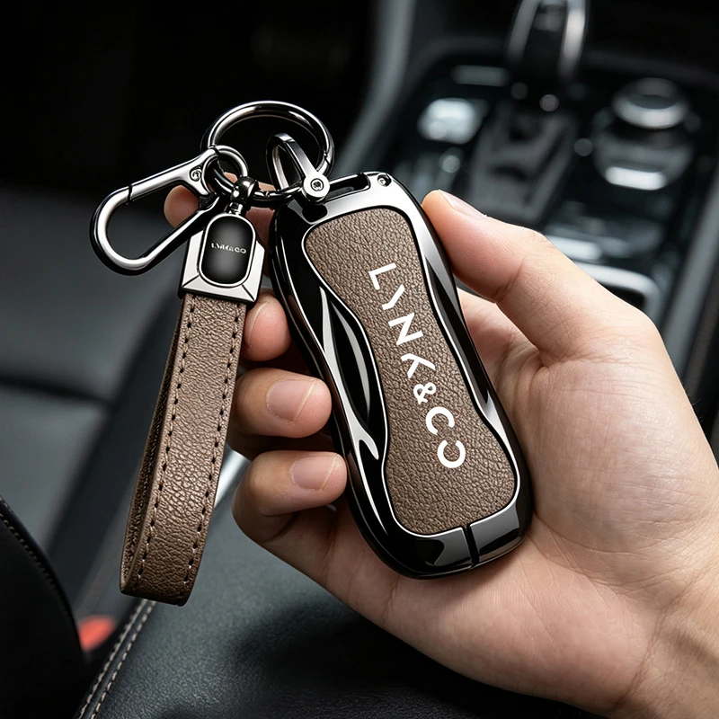 Car Key Case Cover Shell For LYNK & CO 05 06 03 09 01 2 Zinc Alloy Leather Remote Full Protector Keychain Accessories