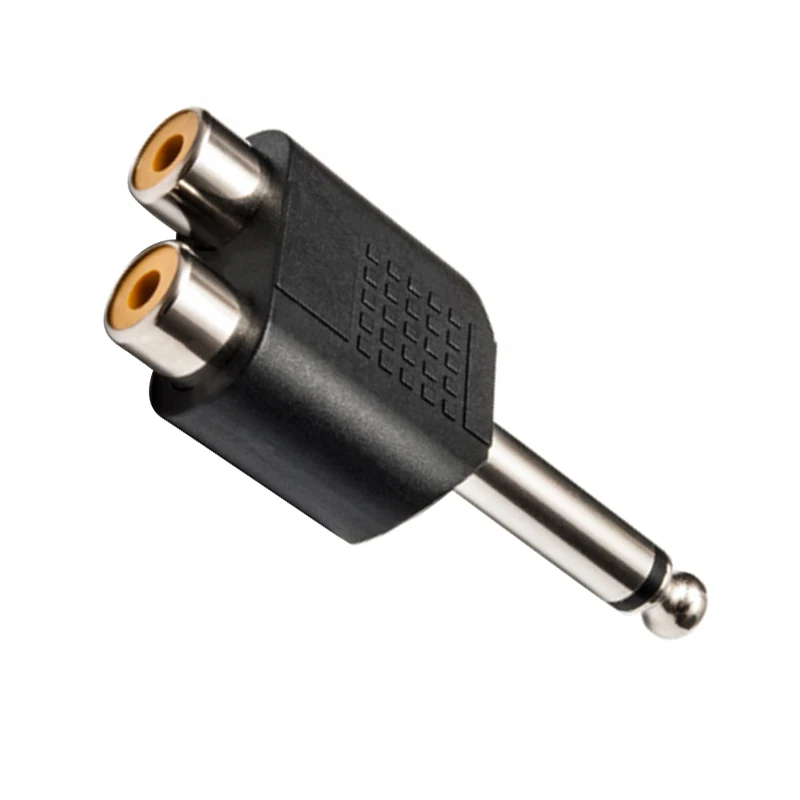 6.5mm turn double lotus adapter microphone guitar microphone audio mixer 6.5 pairs of RCA female AV mono interface
