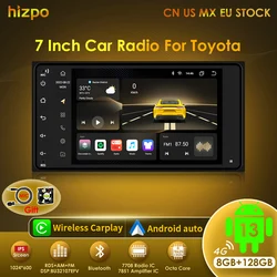 Hizpo 7 Inch AI Voice Universal Android Car Stereo GPS Radio For Toyota 4Runner Camry Corolla Tuntra RAV4 Multimedia Navigation