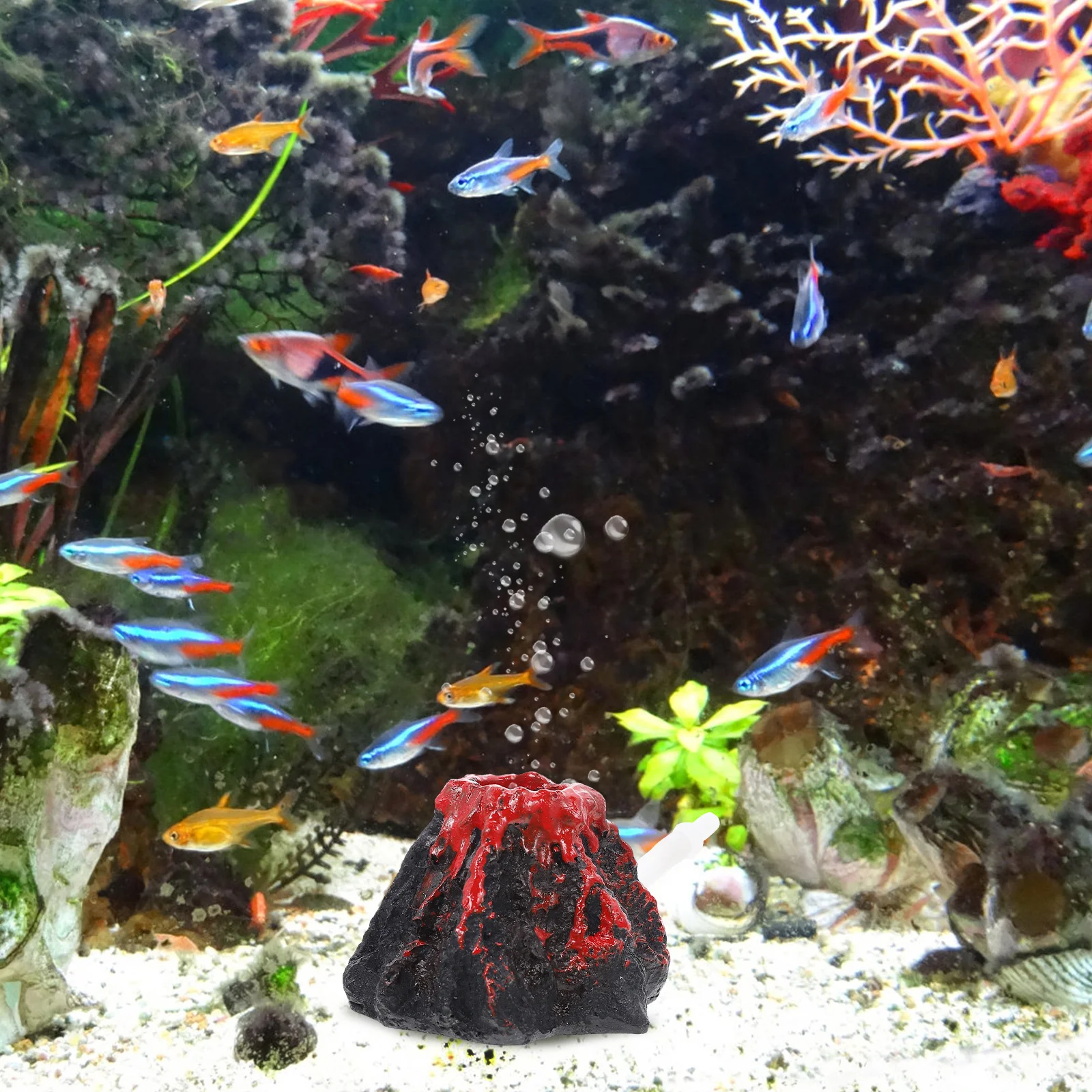 

Realistic Simulation Volcano Fish Tank Decoration Aquarium Landscaping Ornament Resin Craft Fish Hatch Hide Play Aquarium