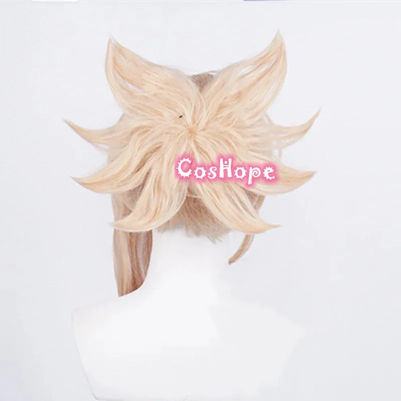 Yoimiya 45 سنتيمتر شعر مستعار أصفر أنيمي تأثيري مقاومة للحرارة بيروكات صناعية الشعر هالوين #6