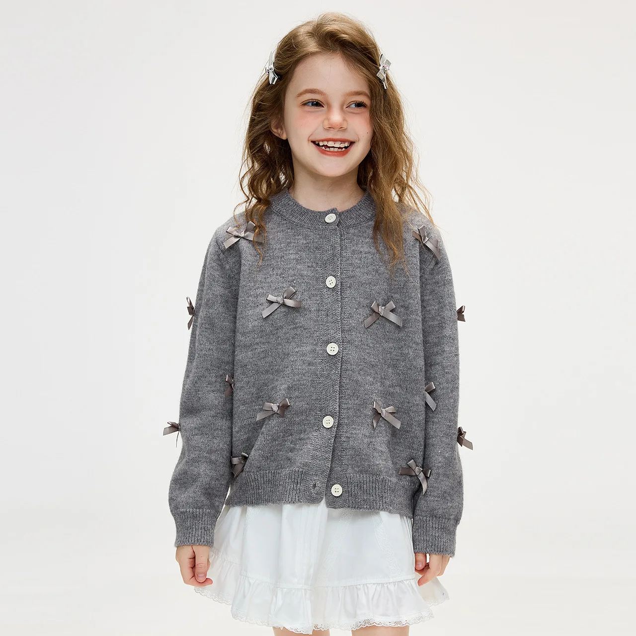 Cardigan Autumn New Korean Fashion Sweet Series Versatile Butterfly-knot Knitted Sweater Cardigan Kids Clothes Girls