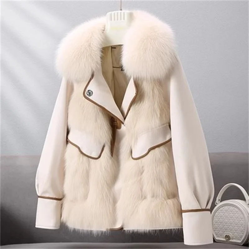 Manteau en fourrure de renard avec fermeture éclair pour femme, manteau femme, parfum, haut de gamme, tempérament, hiver, nouveau, 2023