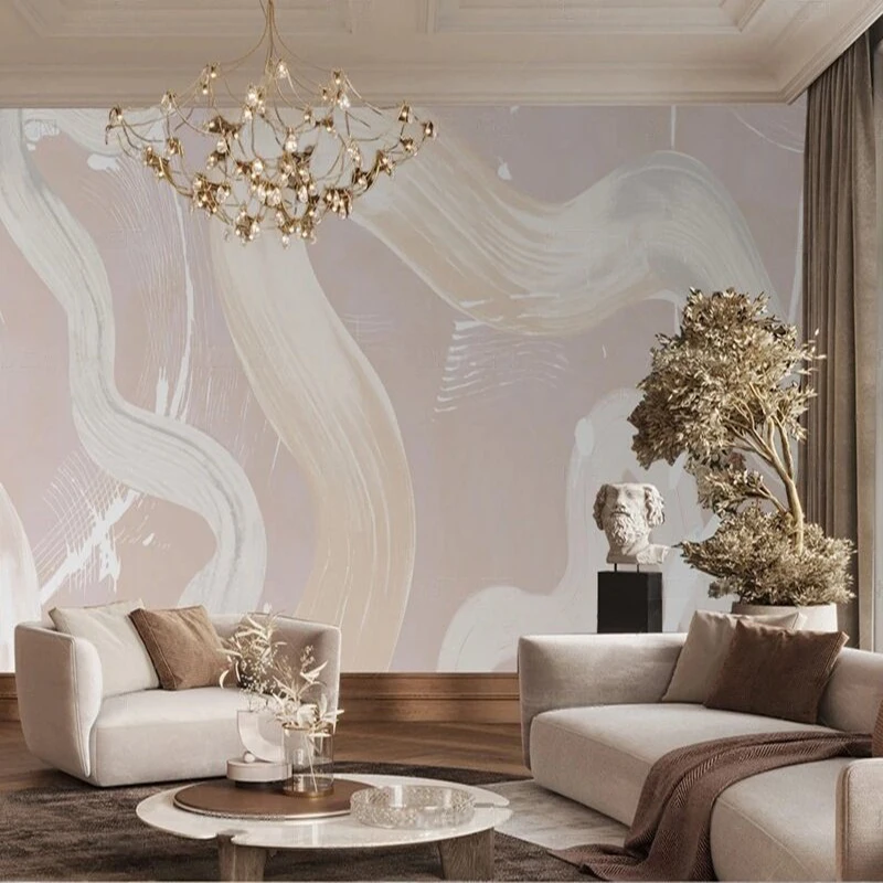 

Простая свежая и элегантная розовая и белая цветная декоративная картина с рисунком телевизора, роскошная домашняя спальня, фоновая стена