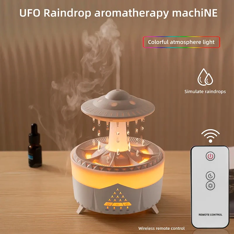 UFO-Humidificateur d'air USB en forme de goutte d'eau, diffuseur d'arômes, brumisateur, château essentiel d'aromathérapie, nuage de pluie