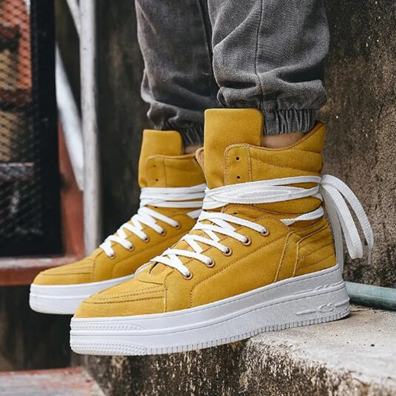 

Luxury Designer High Top Men's Ankle Boots Man Motorcycle Boots British Style Casual Shoes Brand Lace-Up Men Shoe Botas Hombre