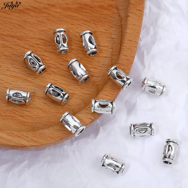 10pcs-190pcs/Box Multiple Style Spacers Beads For Jewelry Making Alloy Tube Beads DIY Needlework Bracelet Beaded Accessories