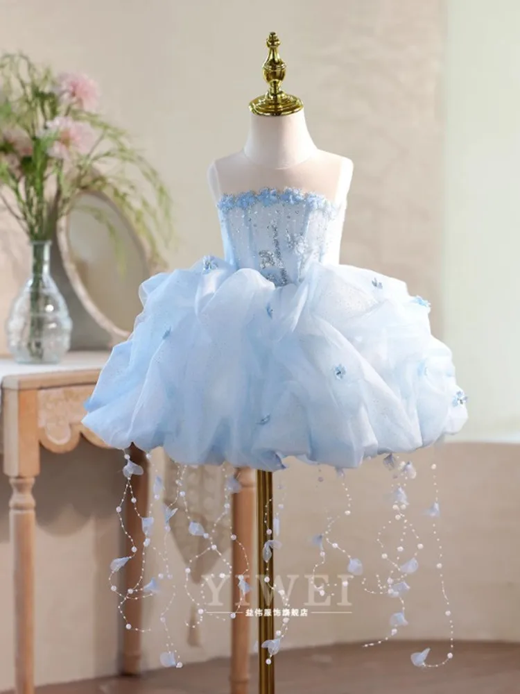 Hochwertige Kinder-Partykleider für Klavieraufführungen, Geburtstage, Hochzeiten, Blumenmädchen A5042 Großhandel Mädchen-Abendkleider – Detail 3