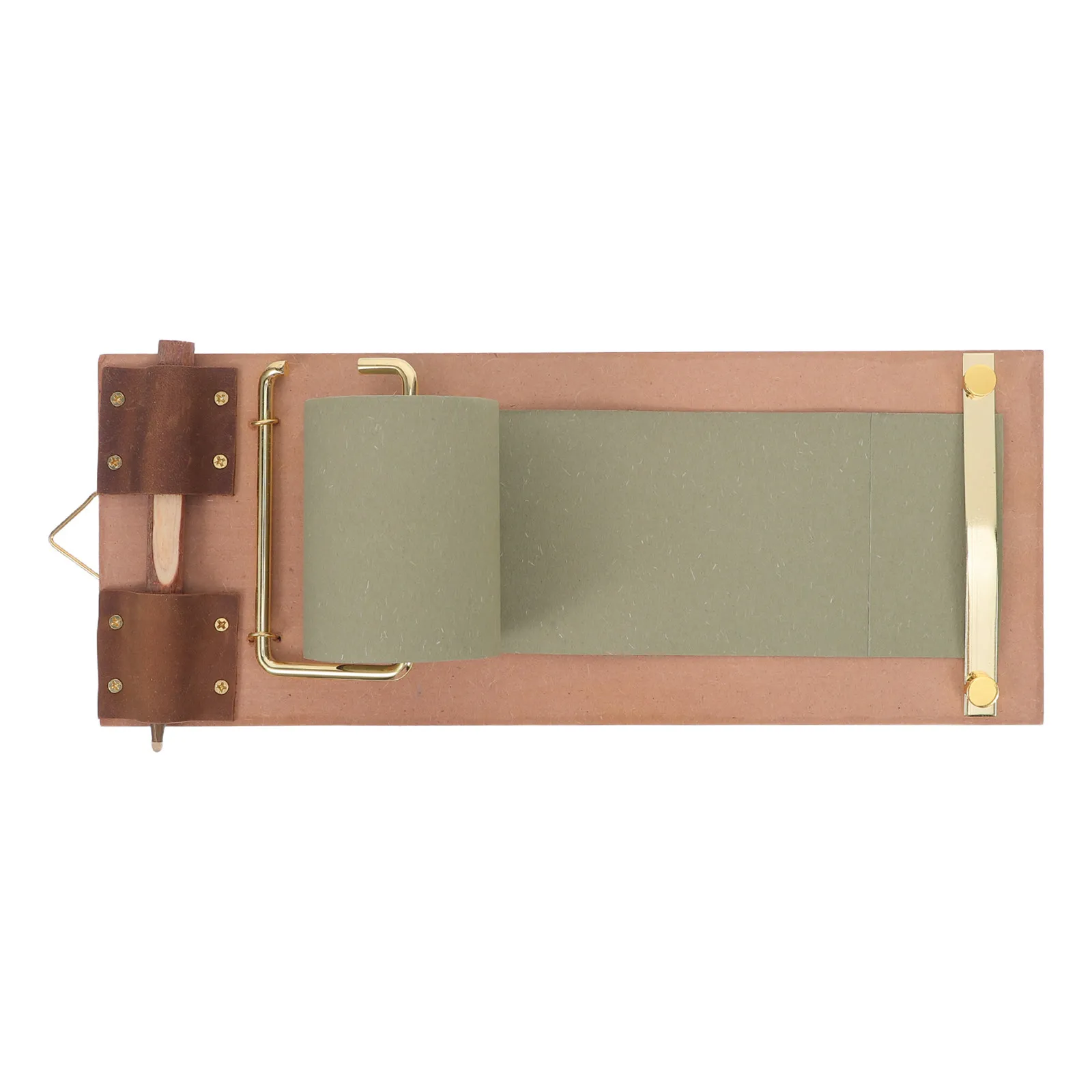1Set Vintage Paper Roll Holder Wall Mounted Note Pad Holder Memo Note Board with Wooden Pen for Kitchen Home Office