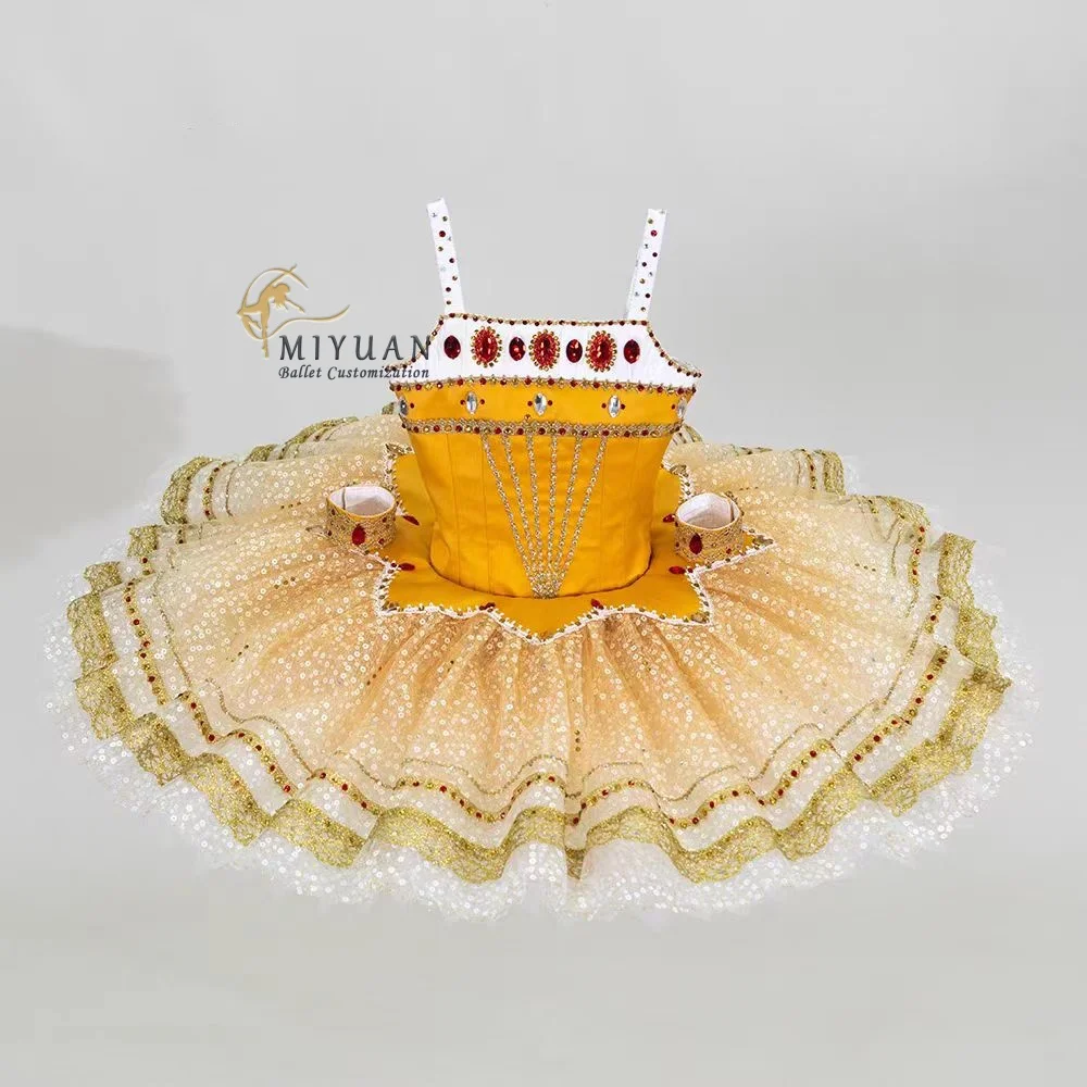 

Children's custom-made orange ballet competition costume tutu dress puppet doll variations