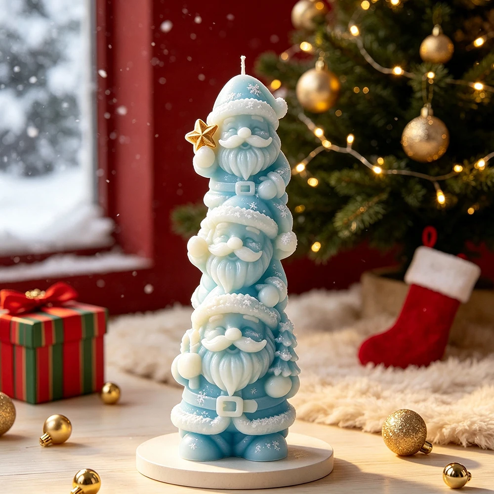 DIY Stacking Santa Claus Silicone Mold Christmas Candle Plaster Casting Epoxy Resin Molds Xmas Crafts Candle Making Supplies