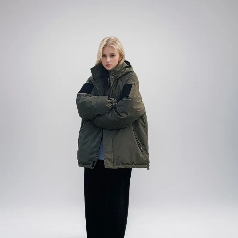 

Женская зимняя твердая куртка с рюшами и эластичными манжетами, женская куртка-парка, ветрозащитный, устойчивый к пятнам топ для пар