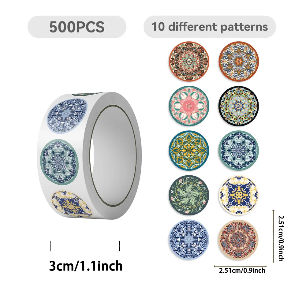 500PCS Cool Mandala Pattern Stickers Cartoon Fashion Floral Graffiti Decals Laptops Decorative Luggage Scrapbook Skateboards