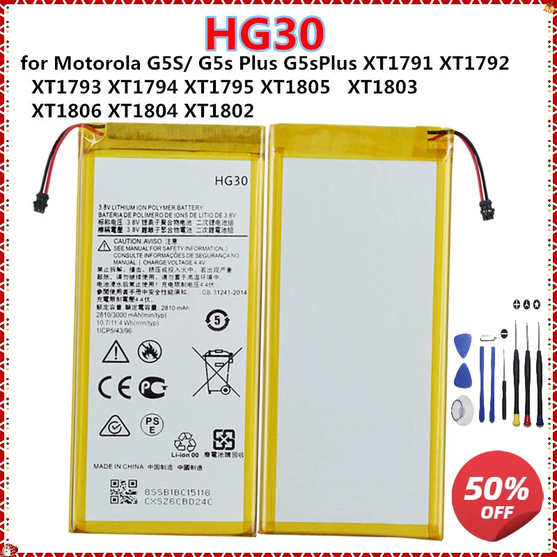 【2025 Best Seller】HG30 Battery for Motorola G5S G5SPlus XT1794 XT1792 XT1925 XT1795 G6 XT1805 XT1803 High-Capacity Phone Bateria